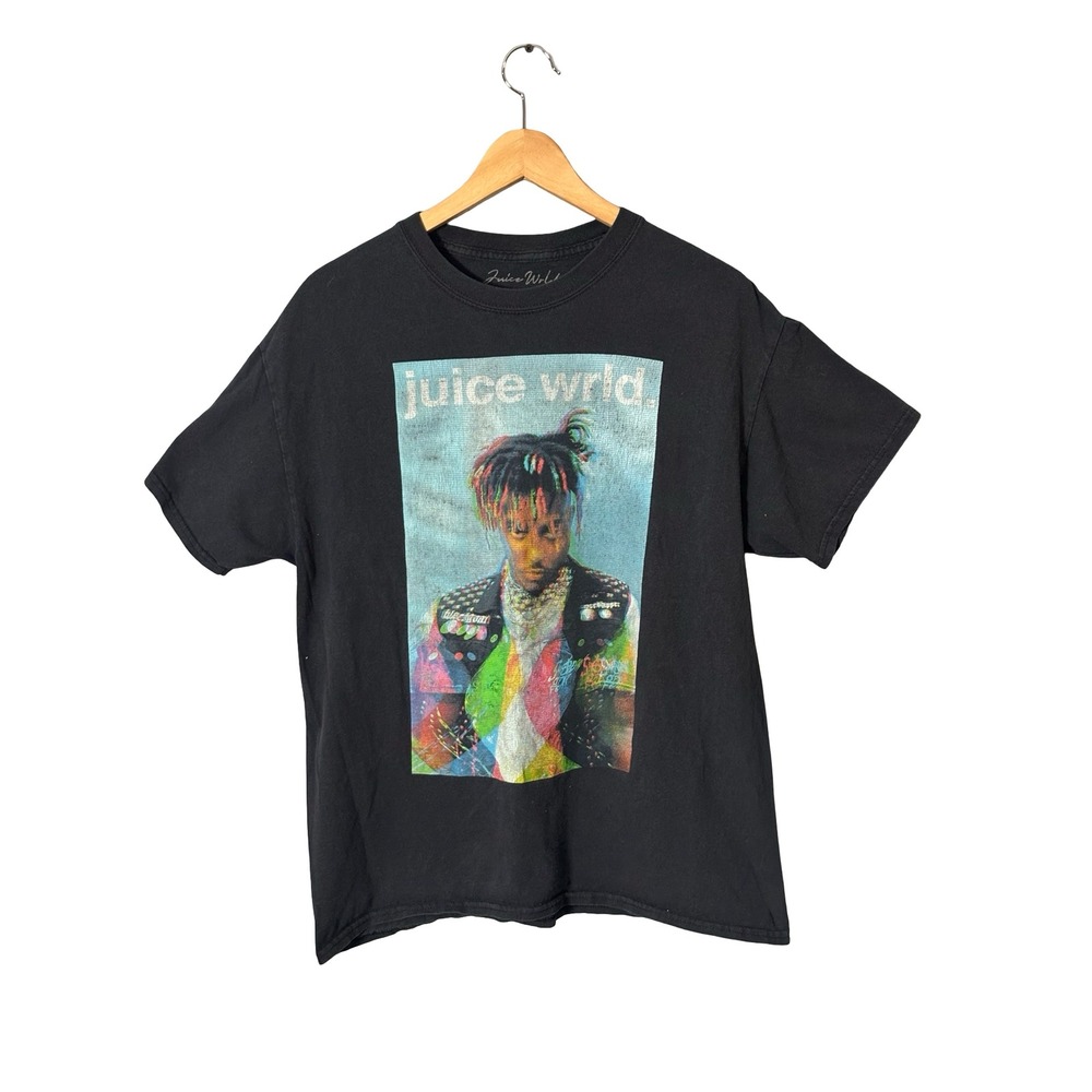 Juice Wrld Graphic Rap Tee Shirt Large Black 100% Cotton Hip Hop Merch